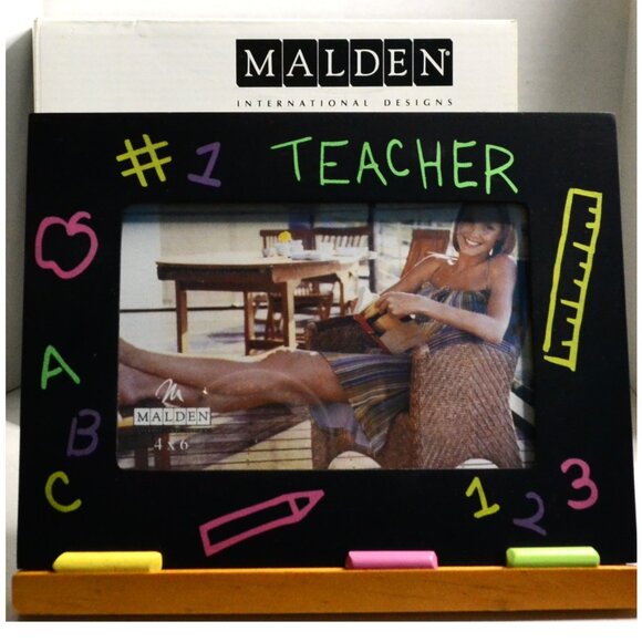 Gift For Teacher 4 x 6 Wood Frame Black Board Design Malden International Boxed - Picture 1 of 4